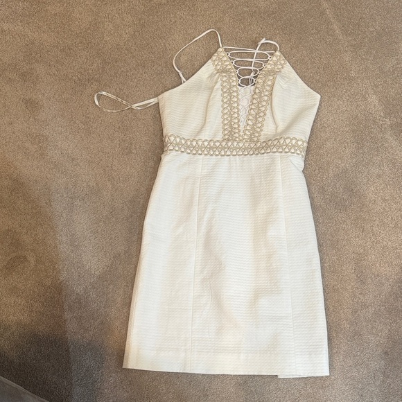 Lilly Pulitzer Dresses & Skirts - Lilly Pulitzer Cream Backless Dress with Lace-Up Design